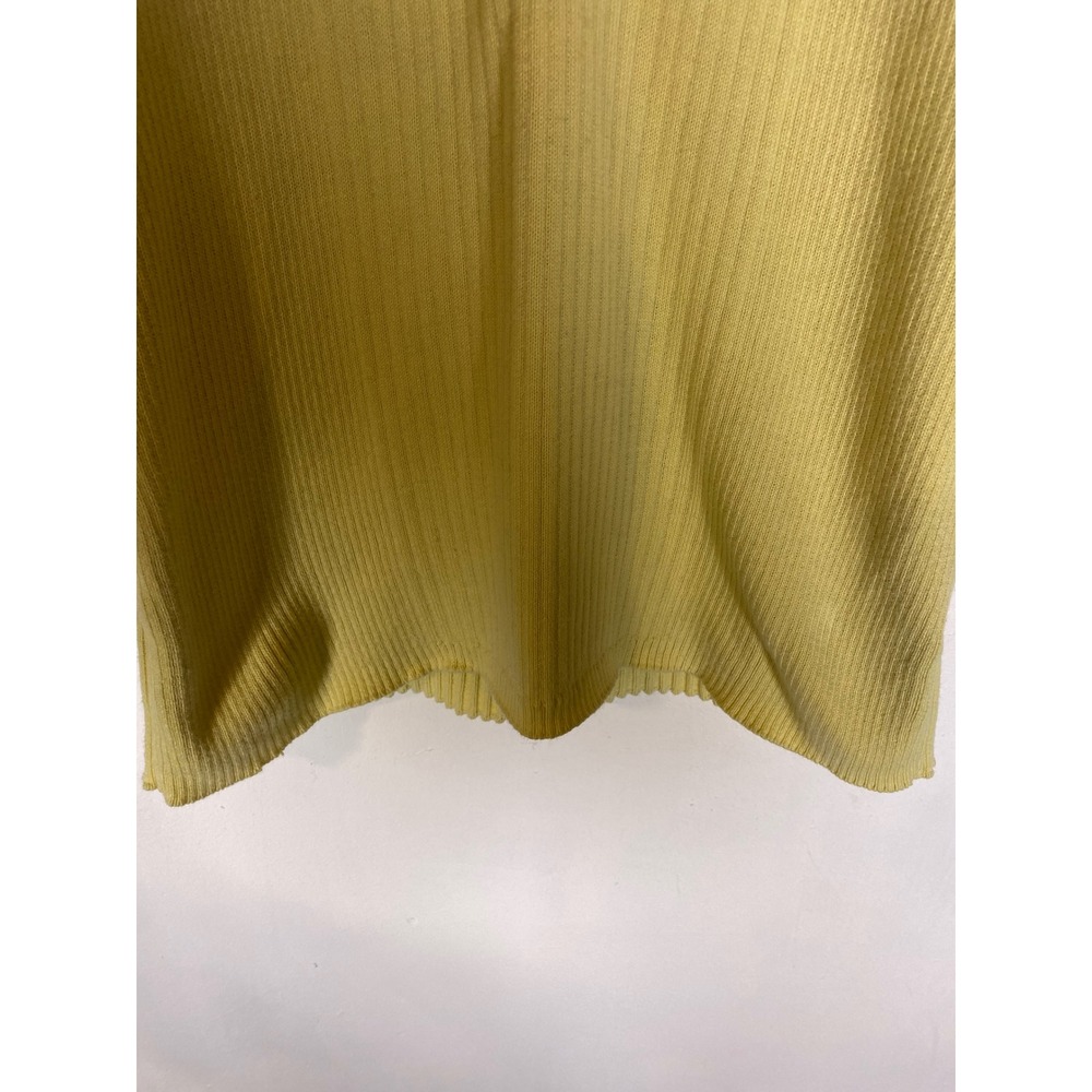 Preppy Butter Yellow Ribbed Henley Top Medium 3/4 Sleeve Y2K Cotton 00s 90s - Picture 5 of 7